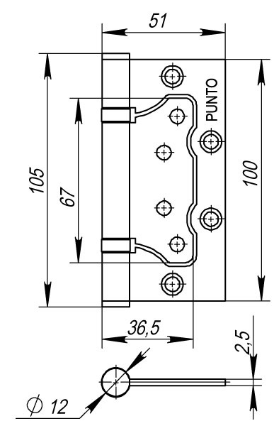 Петля универсальная без врезки 200-2B 100x2,5 BL (черный) 2шт