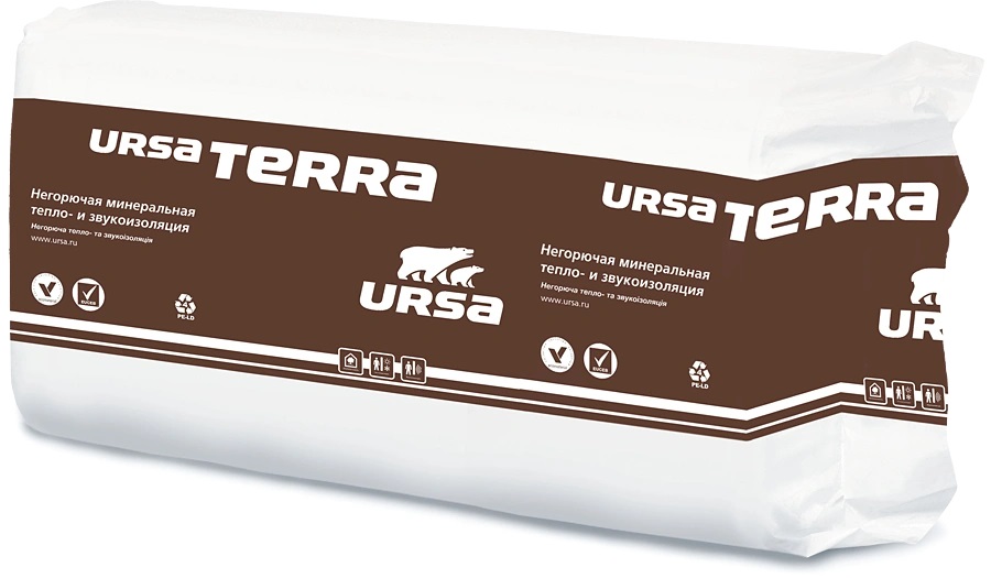 Утеплитель URSA TERRA 34PN, 1х0.6(0,61)*0.10 м, 0,244м3,  (2,44м.кв.)