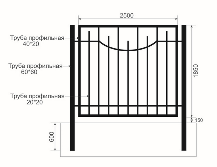 Образец забора металлического