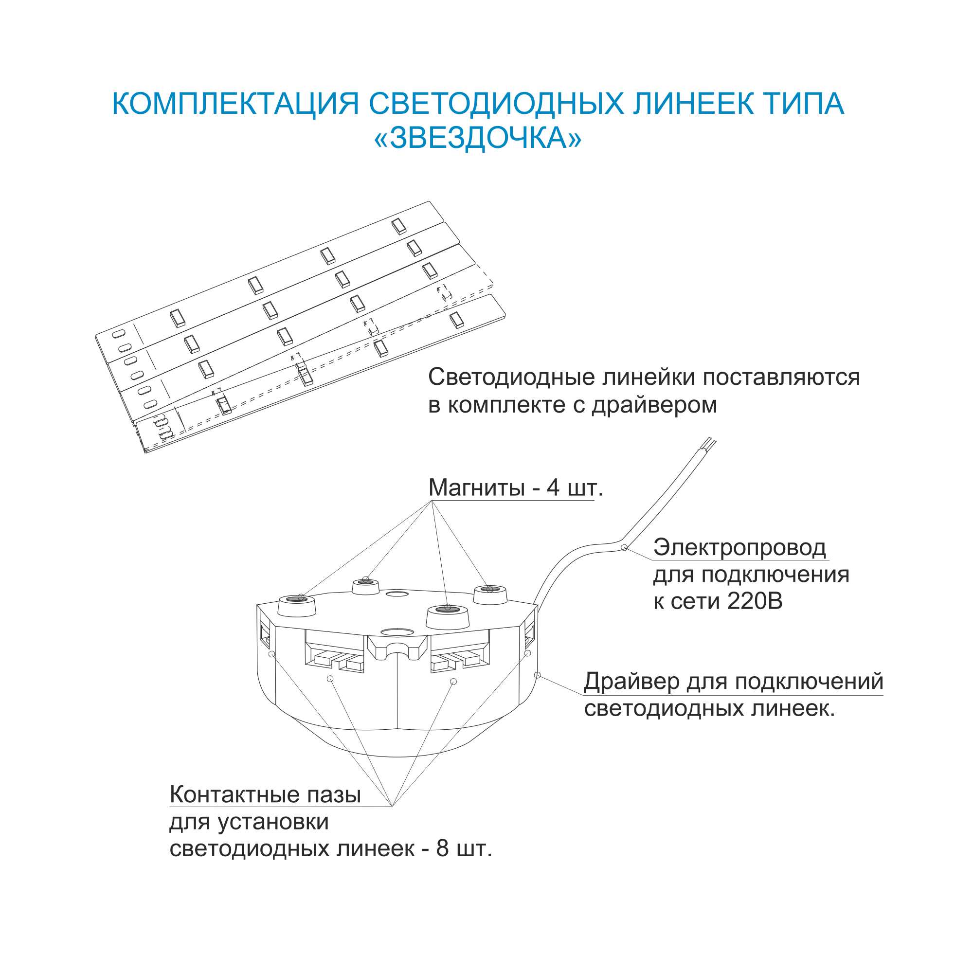 Комплект Apeyron Electrics светод. линеек "Звездочка" для н/п свет220В,16Вт, smd5730, 1200Лм, IP3