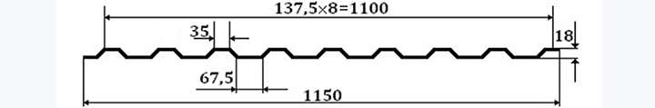 Профнастил МП-20 1,15*3 м, коричневый,  0,35мм, RAL 8017