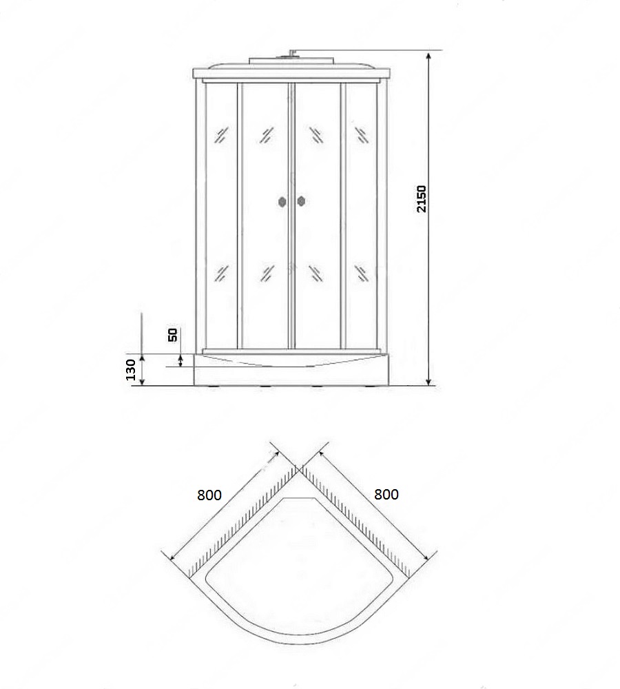 Кабина душевая CB SW-6691GMB  800×800×2150 мм, низкий поддон