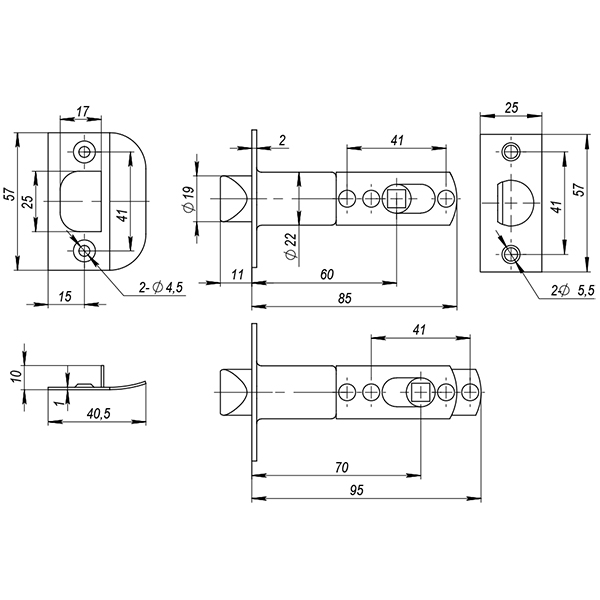 Ручка Ajax защелка DK682 BL-ET (6082 BL-E) (кл./фик.) черный