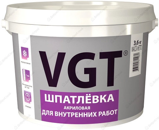 Шпатлевка  VGT для внутренних работ 3.6 кг