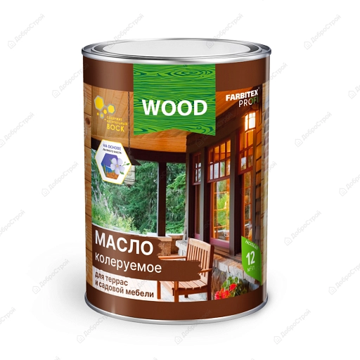 Масло FARBITEX ПРОФИ WOOD для террас и садовой мебели, белый 0,45 л