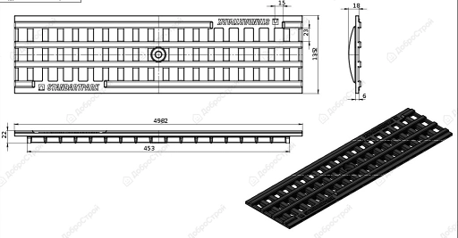 Решетка водоприемная PolyMax Basic 500х136х18 мм, пластик