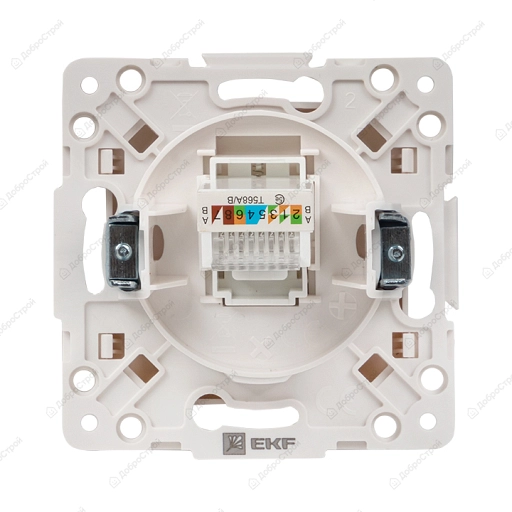 Механизм розетки компьютерной RJ-45 EKF Стокгольм 1-местной белый