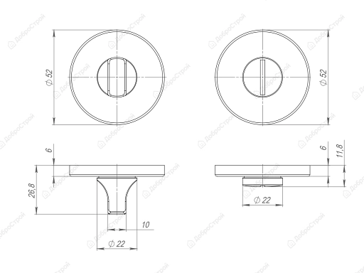 Ручка поворотная BK6.R.ARC.R52 CP-8 хром