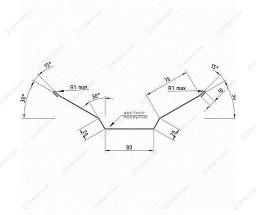 Ендовая верхняя 76х76х1000 мм, RAL6005 темно-зеленый