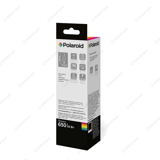 Лампа светодиодная Polaroid 220V C37S 8W 4000K E14 650lm