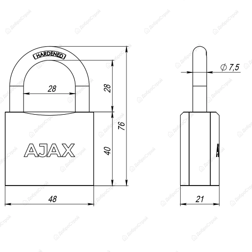 Замок навесной PD-0150 3 key англ.