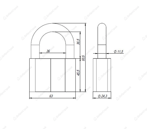 Замок навесной PD-4070 3 fin key