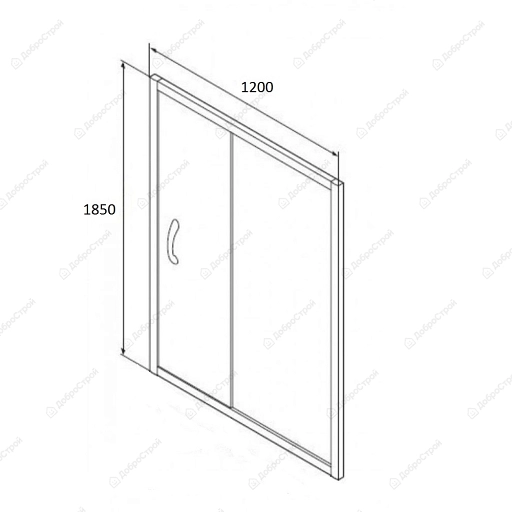 Ограждение душевое в двероной проем CB SW-001 1200х1850 мм
