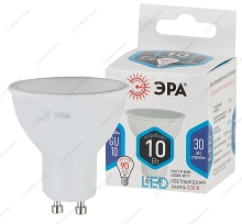 Лампа светодиодная LED MR16-10W-840-GU10 ЭРА (диод, софит, 10Вт, нейтр, GU10)