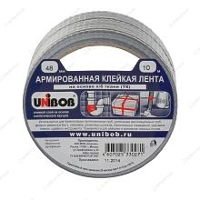 Лента клейкая армированная UNIBOB 48мм*10м серая (36шт/кор) инд.уп.