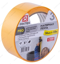 Малярная лента PINTEX Pro WASHI желтая 38мм*25м