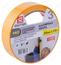 Малярная лента PINTEX Pro WASHI желтая 25мм*25м