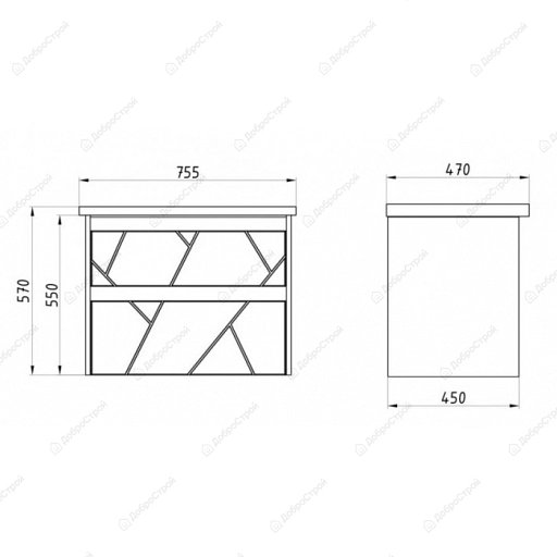 Тумба Диана 75 "Grey" подвесное с раковиной Элина 75 Santek