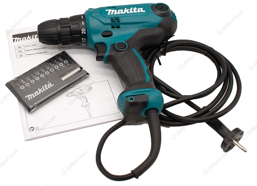 Шуруповерт сетевой Makita DF0300X2 320 Вт, 10 мм, + набор бит D-30651, 11 предметов